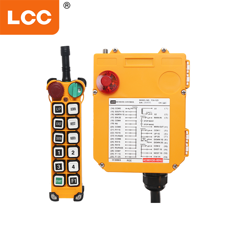 F24-12D Telecrane 12 Teclas 433MHz Receptor de transmissor sem fio Crane Radio Radiote Controle