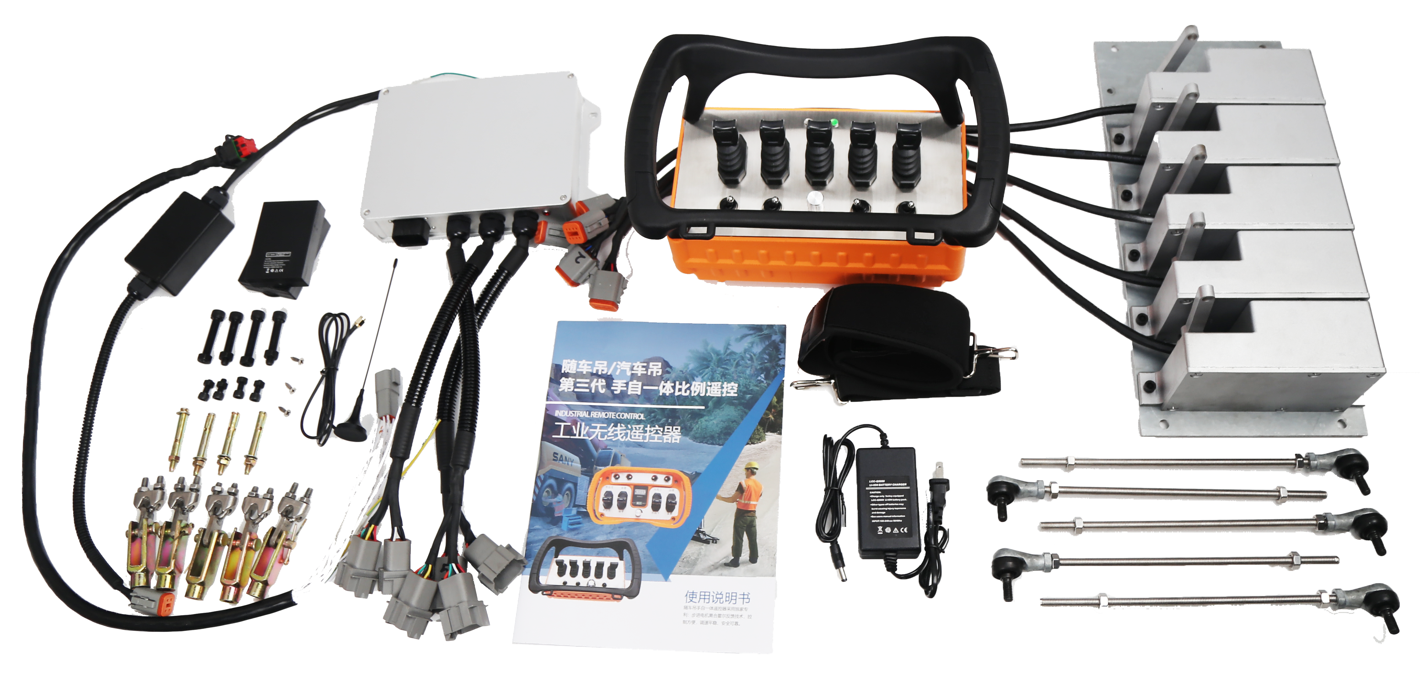 Controle remoto sem fio personalizado BT500 para guindastes montados em caminhão: possui joysticks proporcionais e controle analógico, suportando os modos manual e automático
