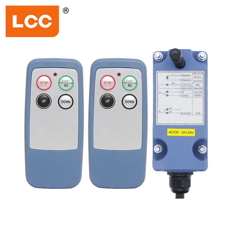 12V 24V LCC SAGA1-L4 Sistema de controle remoto de velocidade única com 4 botões, guincho de torre, rádio, guindaste, controle remoto