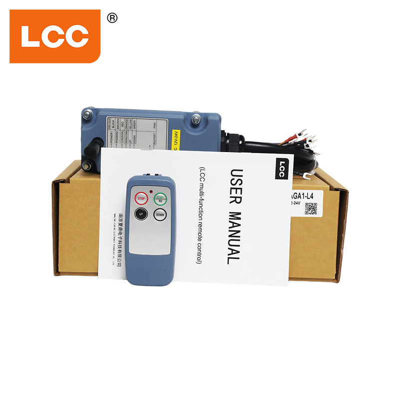 12V 24V LCC SAGA1-L4 Sistema de controle remoto de velocidade única com 4 botões, guincho de torre, rádio, guindaste, controle remoto